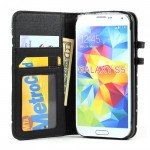 Wholesale Samsung Galaxy S5 Diamond Flip Leather Wallet Case with Stand (Black)